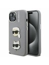 Karl Lagerfeld Karl Lagerfeld Grained PU K&CH Heads Rückseite Hülle für iPhone 15 Grau