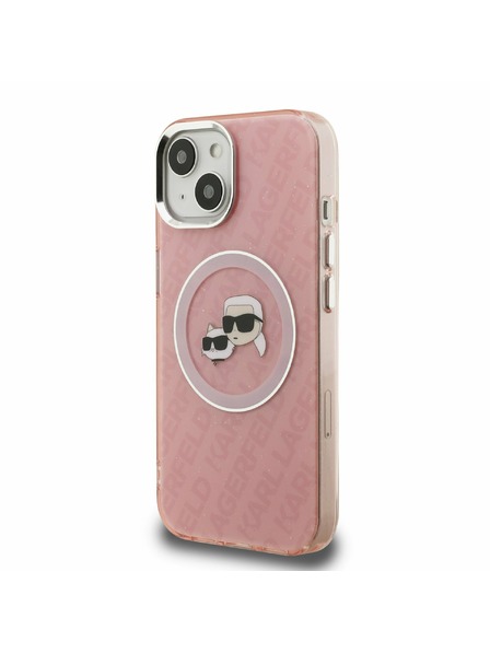 Karl Lagerfeld Karl Lagerfeld IML K&CH Heads Repeated Logo MagSafe Rückseite Hülle für iPhone 15 Rosa