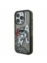 Karl Lagerfeld Karl Lagerfeld Liquid Glitter Scattered Choupette Rückseite Hülle für iPhone 16 Pro Schwarz