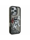 Karl Lagerfeld Karl Lagerfeld Liquid Glitter Scattered Choupette Rückseite Hülle für iPhone 16 Pro Schwarz