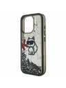 Karl Lagerfeld Karl Lagerfeld Liquid Glitter Scattered Choupette Rückseite Hülle für iPhone 16 Pro Schwarz