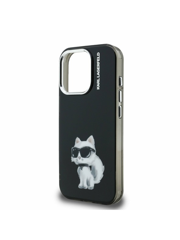 Karl Lagerfeld Karl Lagerfeld IML Aquarelle Choupette Rückseite Hülle für iPhone 15 Pro Max Schwarz