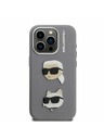 Karl Lagerfeld Karl Lagerfeld Grained PU K&CH Heads Rückseite Hülle für iPhone 15 Pro Max Grau