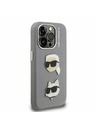 Karl Lagerfeld Karl Lagerfeld Grained PU K&CH Heads Rückseite Hülle für iPhone 15 Pro Max Grau