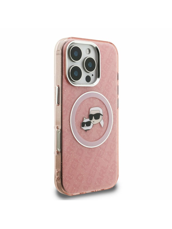 Karl Lagerfeld Karl Lagerfeld IML K&CH Heads Repeated Logo MagSafe Rückseite Hülle für iPhone 16 Pro Max Rosa