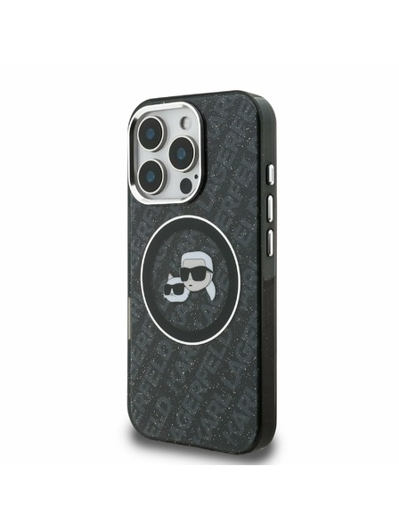 Karl Lagerfeld Karl Lagerfeld IML K&CH Heads Repeated Logo MagSafe Rückseite Hülle für iPhone 16 Pro Max Schwarz