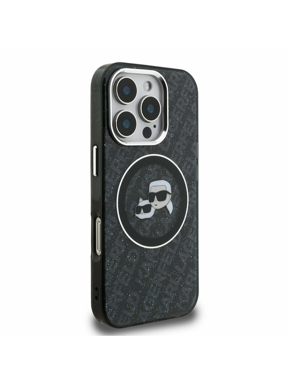 Karl Lagerfeld Karl Lagerfeld IML K&CH Heads Repeated Logo MagSafe Rückseite Hülle für iPhone 16 Pro Max Schwarz
