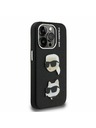 Karl Lagerfeld Karl Lagerfeld Grained PU K&CH Heads Rückseite Hülle für iPhone 15 Pro Schwarz