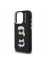 Karl Lagerfeld Karl Lagerfeld Grained PU K&CH Heads Rückseite Hülle für iPhone 15 Pro Schwarz