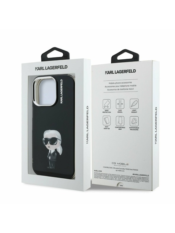 Karl Lagerfeld Karl Lagerfeld IML Aquarelle Karl Rückseite Hülle für iPhone 15 Pro Schwarz