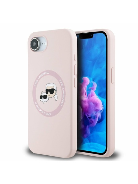Karl Lagerfeld Karl Lagerfeld Liquid Silicone K&CH Heads MagSafe Rückseite Hülle für iPhone 16e Rosa
