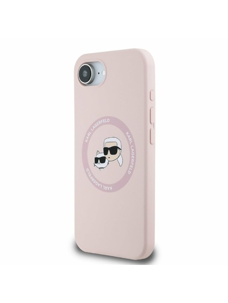 Karl Lagerfeld Karl Lagerfeld Liquid Silicone K&CH Heads MagSafe Rückseite Hülle für iPhone 16e Rosa