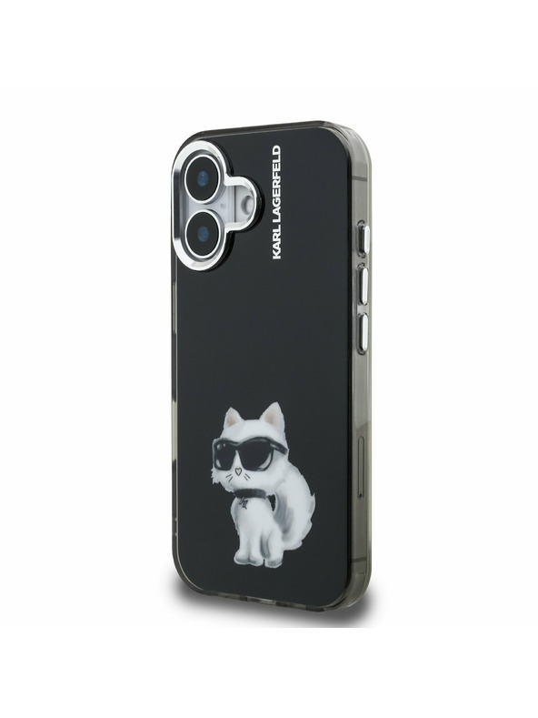 Karl Lagerfeld Karl Lagerfeld IML Aquarelle Choupette Rückseite Hülle für iPhone 16 Schwarz