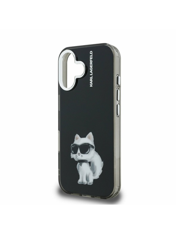 Karl Lagerfeld Karl Lagerfeld IML Aquarelle Choupette Rückseite Hülle für iPhone 16 Schwarz