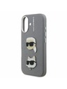 Karl Lagerfeld Karl Lagerfeld Grained PU K&CH Heads Rückseite Hülle für iPhone 16 Grau