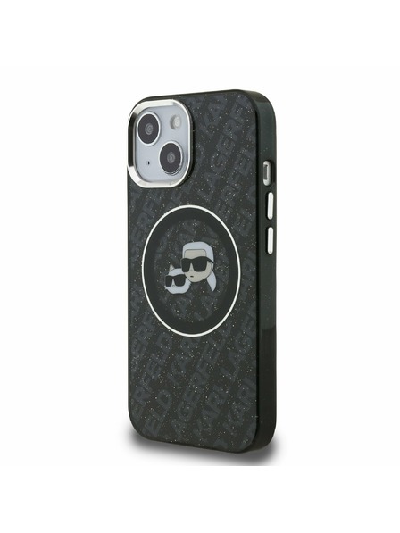 Karl Lagerfeld Karl Lagerfeld IML K&CH Heads Repeated Logo MagSafe Rückseite Hülle für iPhone 15 Schwarz