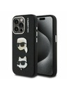 Karl Lagerfeld Karl Lagerfeld Grained PU K&CH Heads Rückseite Hülle für iPhone 15 Pro Max Schwarz
