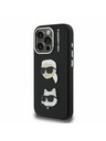 Karl Lagerfeld Karl Lagerfeld Grained PU K&CH Heads Rückseite Hülle für iPhone 15 Pro Max Schwarz