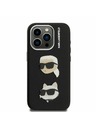 Karl Lagerfeld Karl Lagerfeld Grained PU K&CH Heads Rückseite Hülle für iPhone 15 Pro Max Schwarz