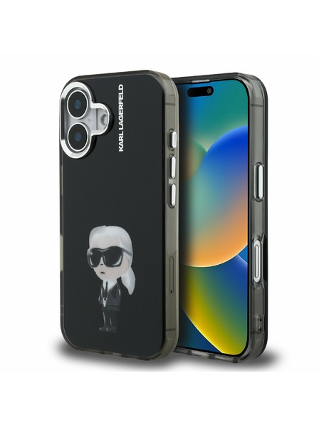 Karl Lagerfeld Karl Lagerfeld IML Aquarelle Karl Rückseite Hülle für iPhone 16 Schwarz