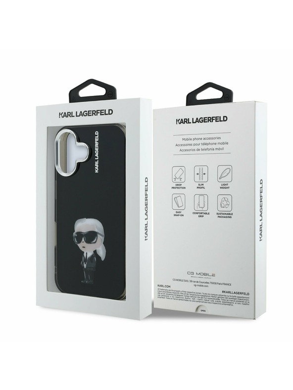 Karl Lagerfeld Karl Lagerfeld IML Aquarelle Karl Rückseite Hülle für iPhone 16 Schwarz