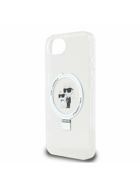 Karl Lagerfeld Karl Lagerfeld Ringstand Karl and Choupette MagSafe Rückseite Hülle für iPhone 16e Weiß