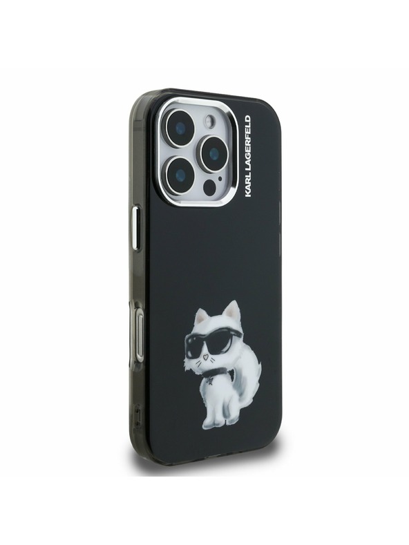 Karl Lagerfeld Karl Lagerfeld IML Aquarelle Choupette Rückseite Hülle für iPhone 16 Pro Max Schwarz