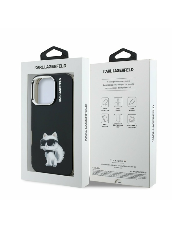 Karl Lagerfeld Karl Lagerfeld IML Aquarelle Choupette Rückseite Hülle für iPhone 16 Pro Max Schwarz