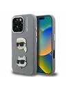 Karl Lagerfeld Karl Lagerfeld Grained PU K&CH Heads Rückseite Hülle für iPhone 16 Pro Grau