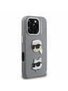 Karl Lagerfeld Karl Lagerfeld Grained PU K&CH Heads Rückseite Hülle für iPhone 16 Pro Grau