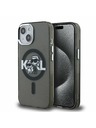 Karl Lagerfeld Karl Lagerfeld IML Glitter Karl and Choupette Sketch MagSafe Rückseite Hülle für iPhone 15 Schwarz