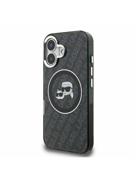 Karl Lagerfeld Karl Lagerfeld IML K&CH Heads Repeated Logo MagSafe Rückseite Hülle für iPhone 16 Schwarz