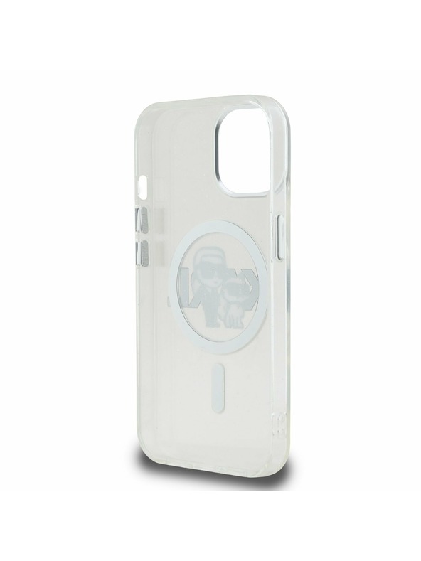 Karl Lagerfeld Karl Lagerfeld IML Glitter Karl and Choupette Sketch MagSafe Rückseite Hülle für iPhone 15 Transparent