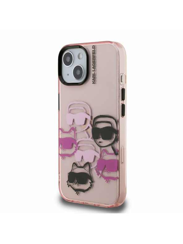 Karl Lagerfeld Karl Lagerfeld IML Multi K&CH Heads Rückseite Hülle für iPhone 15 Pink