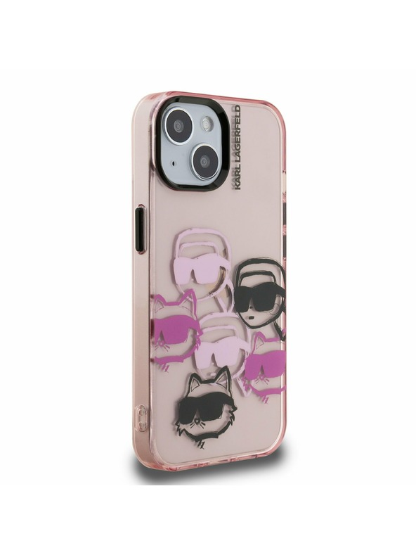 Karl Lagerfeld Karl Lagerfeld IML Multi K&CH Heads Rückseite Hülle für iPhone 15 Pink