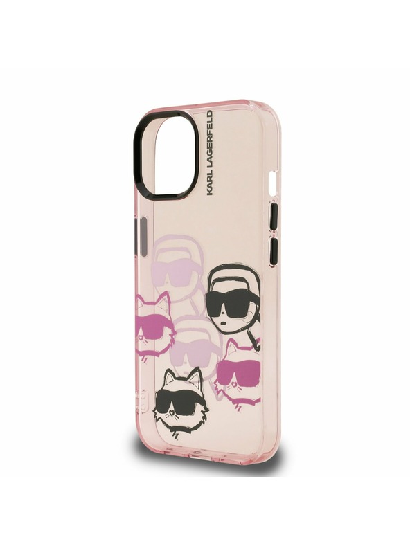 Karl Lagerfeld Karl Lagerfeld IML Multi K&CH Heads Rückseite Hülle für iPhone 15 Pink