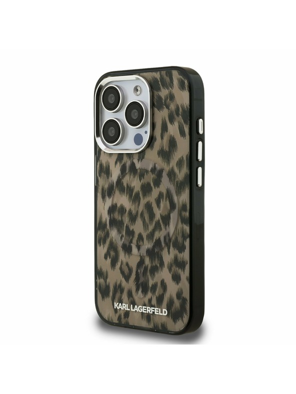 Karl Lagerfeld Karl Lagerfeld IML Leopard MagSafe Rückseite Hülle für iPhone 15 Pro Brown