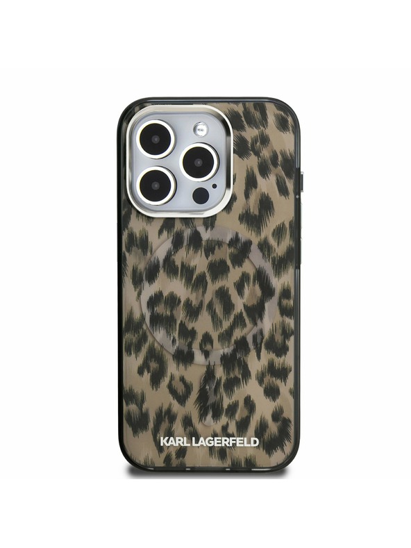 Karl Lagerfeld Karl Lagerfeld IML Leopard MagSafe Rückseite Hülle für iPhone 15 Pro Brown