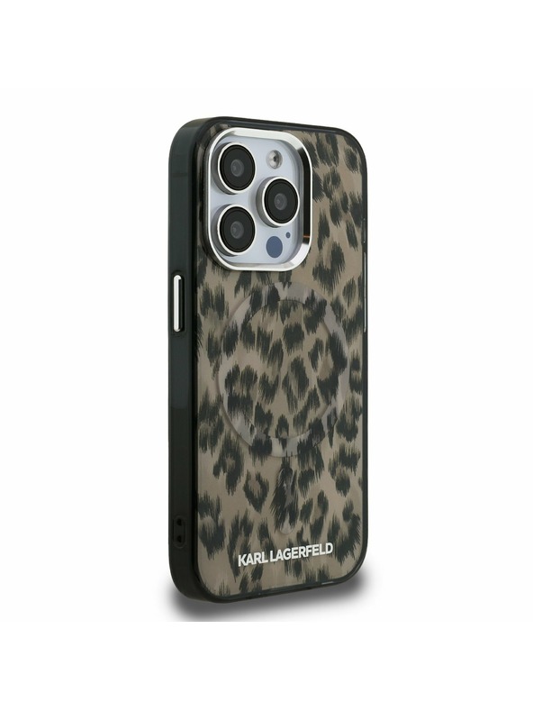 Karl Lagerfeld Karl Lagerfeld IML Leopard MagSafe Rückseite Hülle für iPhone 15 Pro Brown
