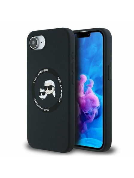 Karl Lagerfeld Karl Lagerfeld Liquid Silicone K&CH Heads MagSafe Rückseite Hülle für iPhone 16e Black