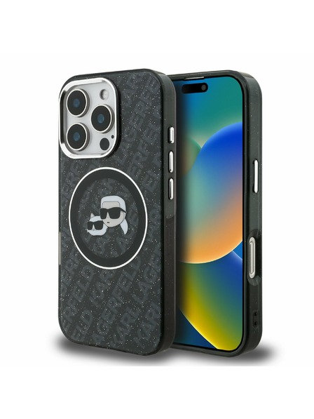 Karl Lagerfeld Karl Lagerfeld IML K&CH Heads Repeated Logo MagSafe Rückseite Hülle für iPhone 16 Pro Black