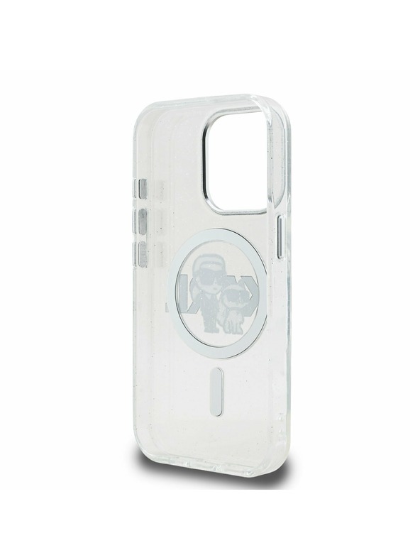 Karl Lagerfeld Karl Lagerfeld IML Glitter Karl and Choupette Sketch MagSafe Rückseite Hülle für iPhone 15 Pro Max Transparent