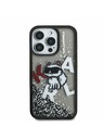 Karl Lagerfeld Karl Lagerfeld Liquid Glitter Scattered Choupette Rückseite Hülle für iPhone 16 Pro Max Black
