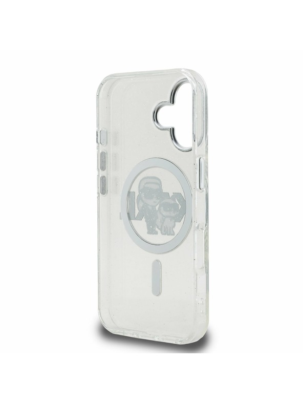 Karl Lagerfeld Karl Lagerfeld IML Glitter Karl and Choupette Sketch MagSafe Rückseite Hülle für iPhone 16 Transparent
