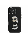 Karl Lagerfeld Karl Lagerfeld Grained PU K&CH Heads Rückseite Hülle für iPhone 16 Black