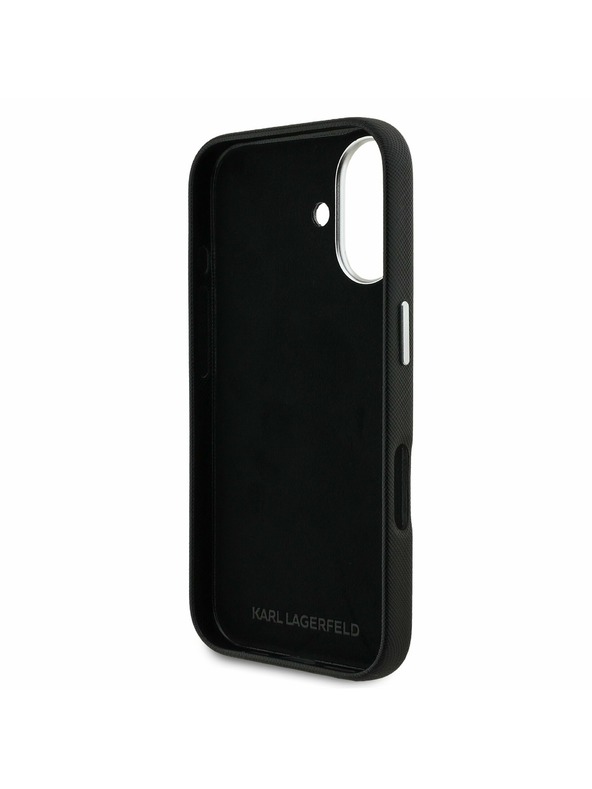Karl Lagerfeld Karl Lagerfeld Grained PU K&CH Heads Rückseite Hülle für iPhone 16 Black