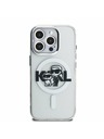 Karl Lagerfeld Karl Lagerfeld IML Glitter Karl and Choupette Sketch MagSafe Rückseite Hülle für iPhone 16 Pro Transparent