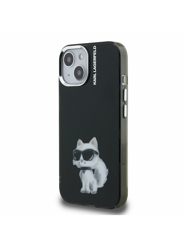 Karl Lagerfeld Karl Lagerfeld IML Aquarelle Choupette Rückseite Hülle für iPhone 15 Black