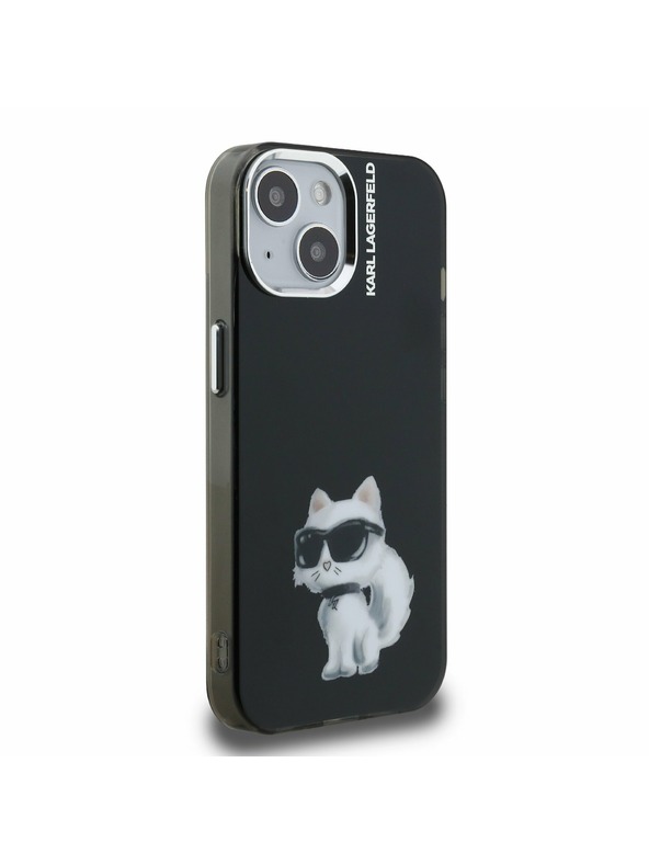 Karl Lagerfeld Karl Lagerfeld IML Aquarelle Choupette Rückseite Hülle für iPhone 15 Black