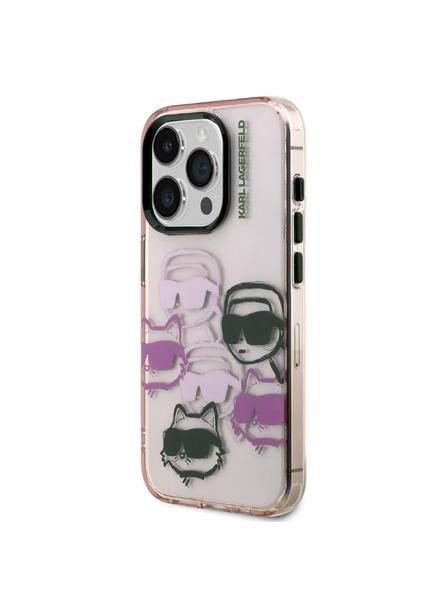 Karl Lagerfeld Karl Lagerfeld IML Multi K&CH Heads Rückseite Hülle für iPhone 15 Pro Max Pink